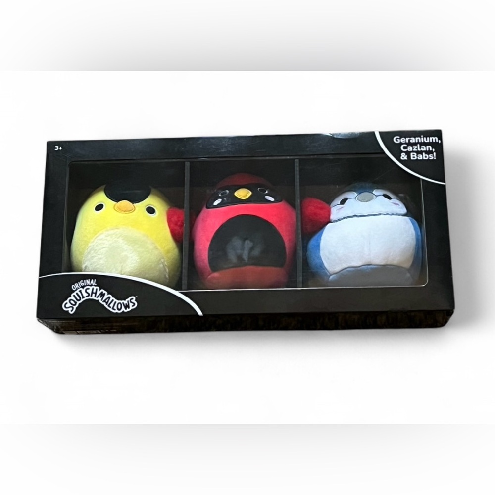 Charming trio of angry birds Squishmallows.